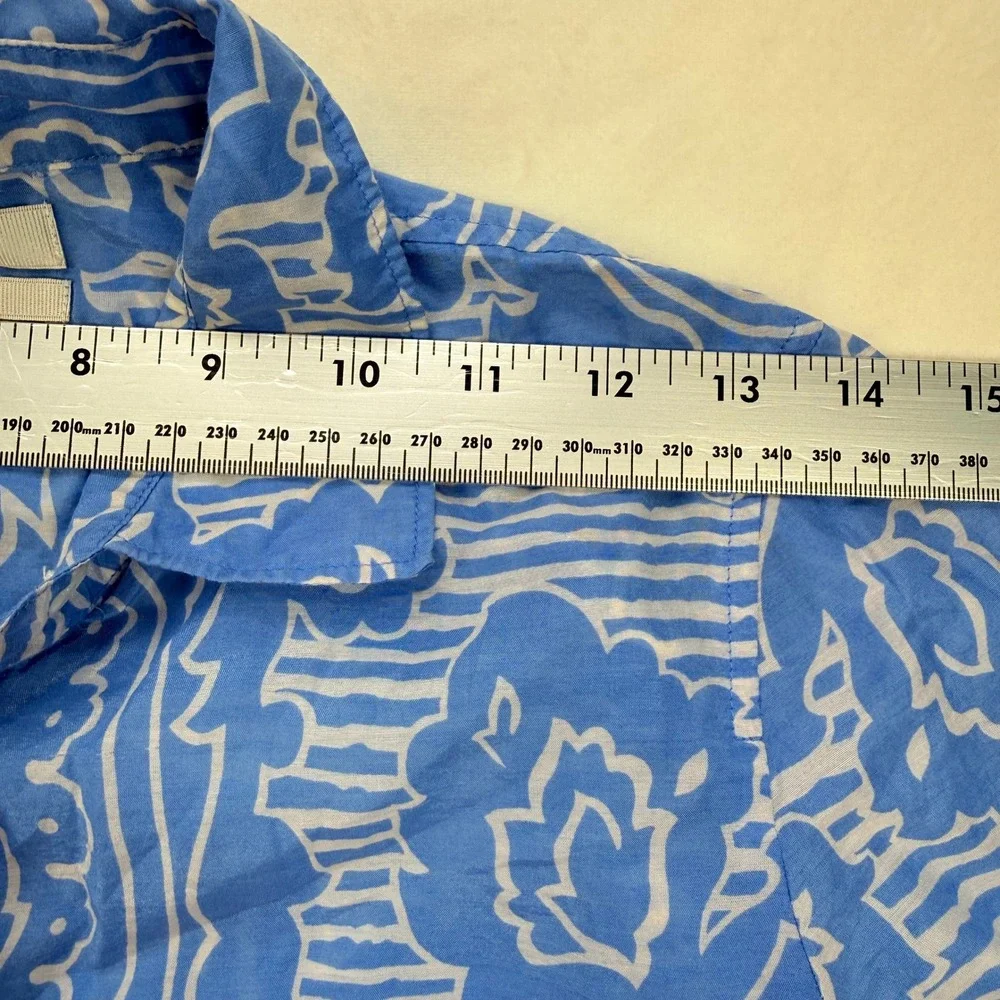 J. Crew‎ Womens Blue White Paisley Cotton Silk Button Down Shirt Size 000